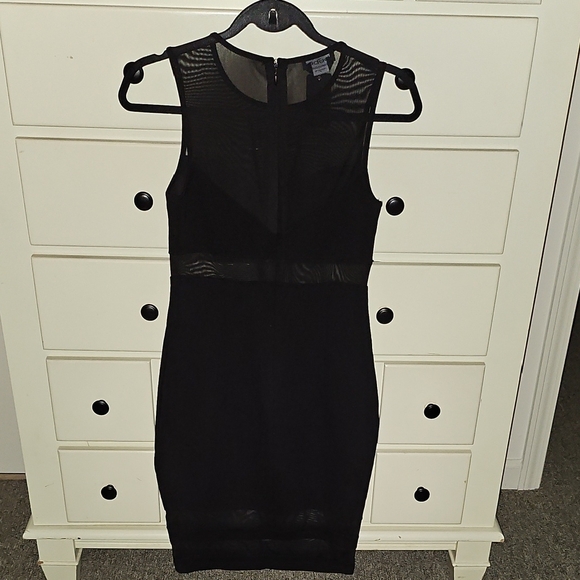 Bebe Elegant Black Sheer Panel Midi Dress - Picture 2 of 3